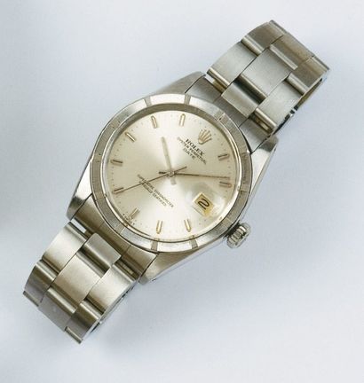 ROLEX - OYSTER PERPETUAL DATE Bracelet montre en acier. Cadran gris. Date. Trotteuse...