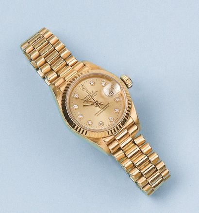 null ROLEX - Oyster Perpetual Date Just. Bracelet montre de dame en or jaune. Les...