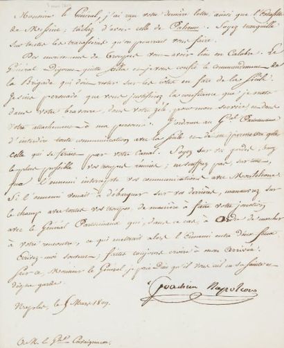 MURAT Joachim (1767-1815). Prince et Maréchal d'Empire, futur Roi de Naples. Lettre...