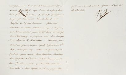 null Intégration de détachements. Lettre signée N., adressée au Duc de Feltre, Ministre...