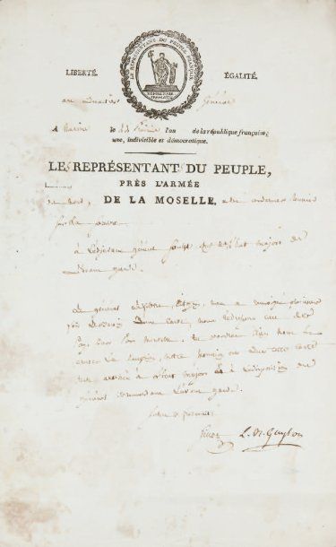null Correspondance de l'An 2 du 25 décembre 1793 au 23 juin 1794 Ensemble de 44...