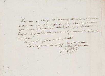 null Lettre autographe signée du Maréchal Berthier, Major- Général des Armées et...