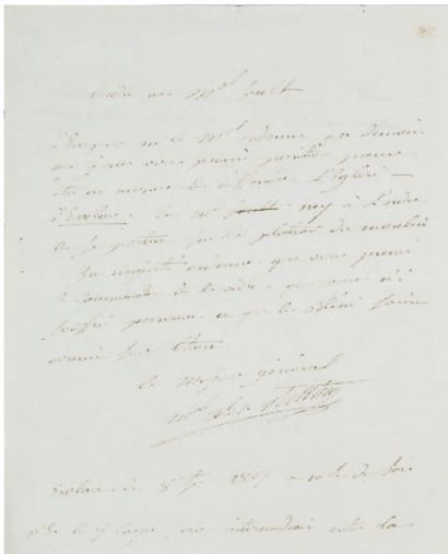 null Lettre autographe signée du Major-Général Berthier adressée au Maréchal Soult...