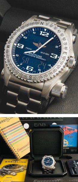 BREITLING Emergency Titan, vers 2000 Montre chronomètre de pilote de chasse multi...