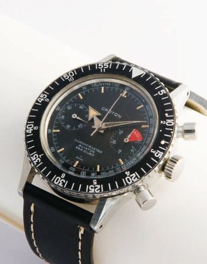 CROTON / NIVADA GRENCHEN Chronomaster Avi ator / Sea Diver, vers 1967 Rare chronographe...