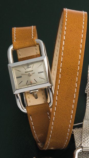 JAEGER-LeCOULTRE Etrier pour Hermès / Cadran Acier, vers 1955 Mythique montre de...