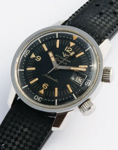 WITTNAUER GENEVE Marina / Compress or, vers 1965 Superbe montre de plongeur à 2 couronnes...