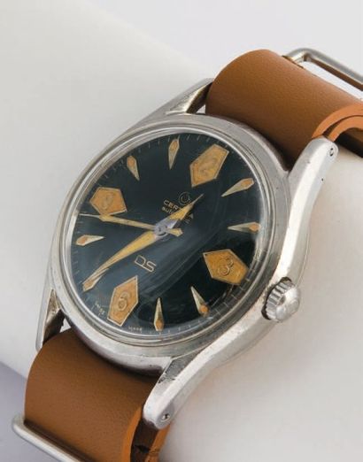 CERTINA DS, vers 1960 Rare montre ronde de sport en acier des années 1960 à fond...