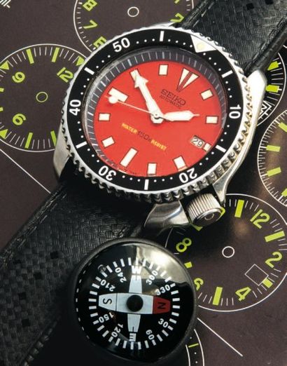 SEIKO Scuba Divers / 150m, vers 1980 Imposante montre de plongée 150 men acier à...