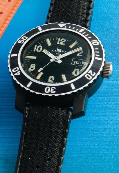 LIP Calipso / noir Réf. 42601, vers 1968 Superbe montre de plongée crée à la suite...