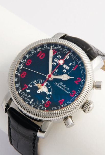 DUBEY & SCHALDENBRAND Chronographe Pilote / Moon Date, vers 2005 Superbe chronographe...