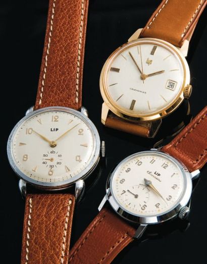 LIP Lot de 3 Montres Classique / Souveraine / Calendrier, vers 1950-1960 Beau lot...