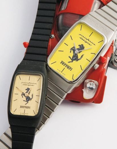 FERRARI Duo Montre / Homme - Femme By Orfina, vers 1985 1/ Montre en acier Swiss...