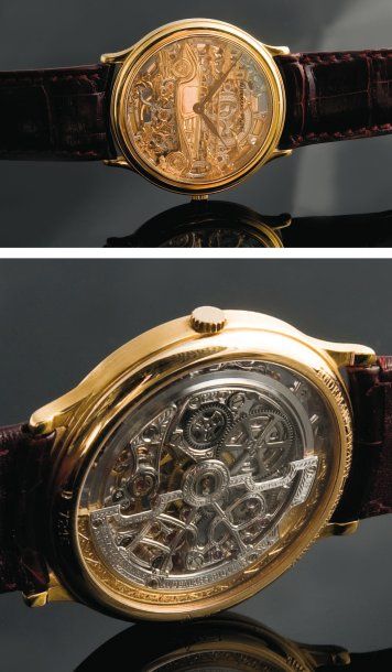 AUDEMARS PIGUET Montre Squelette Or rose / Mercedes 500K Roadster, vers 1990 Superbe...