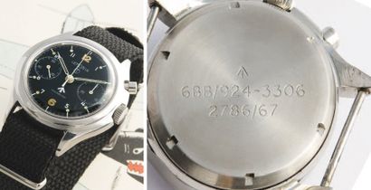LEMANIA Chronographe Pilote Mono - Poussoir/ RAF , vers 1965 Superbe et rare chronographe...