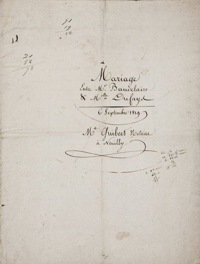 [Joseph François BAUDELAIRE, Caroline DEFAYIS] Contrat de mariage de Joseph François...