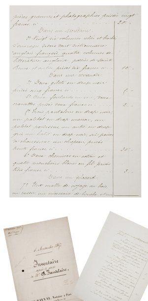 [Charles BAUDELAIRE] Inventaire des biens détenus par Charles Baudelaire à son décès...