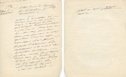 Charles BAUDELAIRE Copie d'une lettre de Charles Baudelaire rédigée à l'encre noire...
