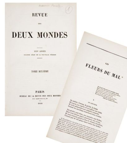 BAUDELAIRE Charles . Les Fleurs du Mal. Revue des Deux Mondes. Paris, 1855, in-8...