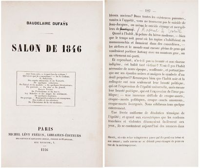 Charles BAUDELAIRE-DUFAYS Salon de 1846. Paris, Michel Levy, 1846. In-18 relié demi-chagrin...