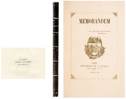 Exemplaire provenant de la bibliothèque de Charles BAUDELAIRE BARBEY d'AUREVILLY Jules Memorandum.