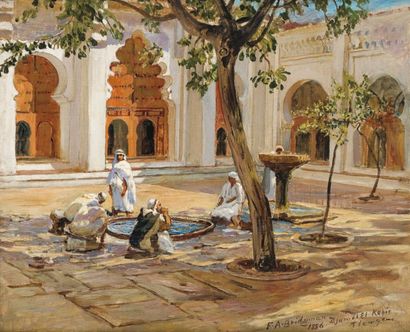Frederick Arthur BRIDGMAN (1847 - 1928) Ablutions dans la Grande Mosquée de Tlemcen...