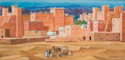 Marcel BUSSON (né en 1913) Casbah près du Djebel Sahro Huile sur toile, signée en...