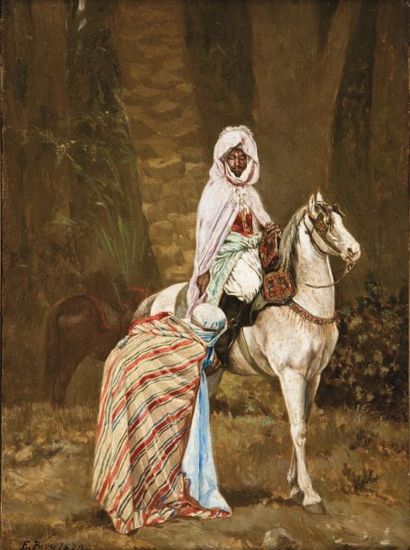 Eugène PAVY (XIXème-XXème siècles) « Un arabe du désert baisant le pied du Cheriff...