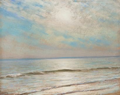 Arsène CHABANIAN (1864-1949) Bord de mer Pastel, sur papier marouflé sur toile, signé...