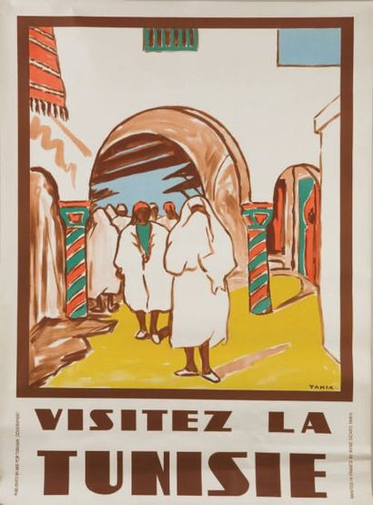 YAHIA dit Yahia TURKI (1900-1969) D'après Visitez la Tunisie Affiche lithographiée...