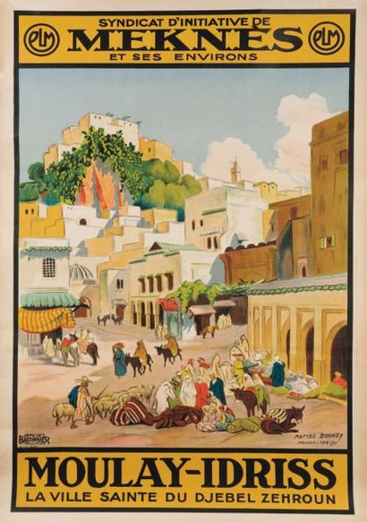 Mattéo BRONDY (1866-1944) Moulay Idriss, la ville sainte du Djebel Zehroun Affiche...