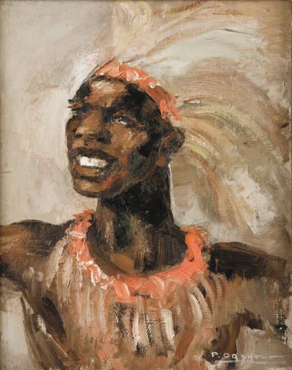 Paul DAXHELET (1905 - 1993) Ecole belge. Danseur Tutsi Huile sur toile, signée en...