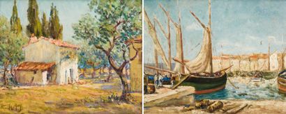 Henry MALFROY (1895-1944) Port de Martigues Environs de la Ciotat Paire d'huiles...