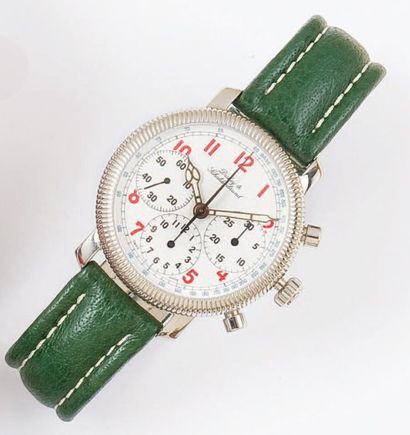 DUBEY & SCHALDENBRAND - DUAL U.TRIAL. Montre de poignet chronographe en acier. Cadran...