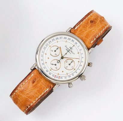 INTERNATIONAL WATCH & CO - Montre de poignet chronographe en acier. Cadran blanc...
