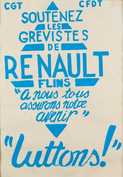 null [Mai 68]. Soutenez les grévistes de Renault. Flins. «A nous tous assurons notre...
