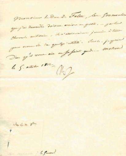 null Rare lettre de Napoléon adressée de Moscou concernant l'arrivée de moulins dans...