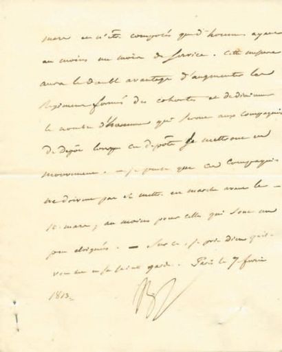 null Organisation des Cohortes sur la Conscription de 1813. Lettre signée «Np», rédigée...