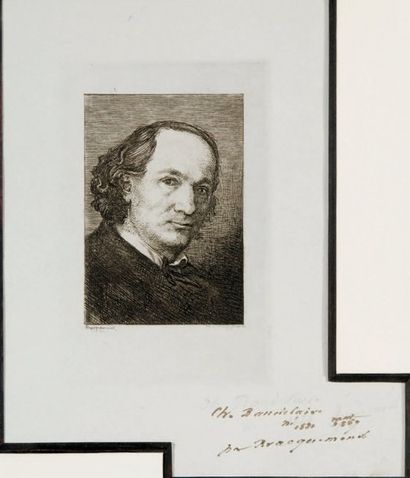BRACQUEMOND Félix Portrait de Baudelaire. Eau-forte et aquatinte portant la mention...
