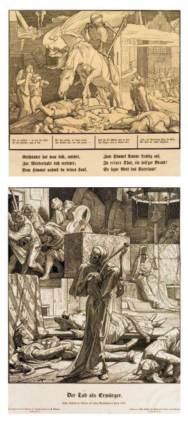 [Collection Baudelaire]. Ensemble de six gravures sur bois d'Alfred Rethel (1816-1857)...
