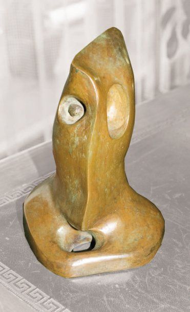 Amar Nath SEHGAL (1922) Sculpture en bronze à patine verte et brune signée et datée...