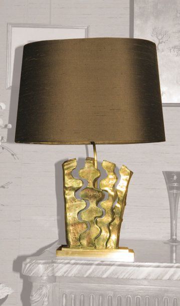 Osa SCHERDIN (1932) Pied de lampe en bronze doré, édition Nouvelles images Signé...