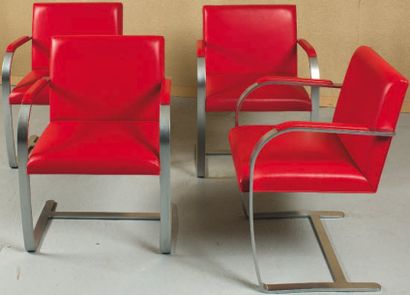 Ludwig MIES VAN DER ROHE (1886-1969) - Edition KNOLL Ensemble de 4 fauteuils modèle...