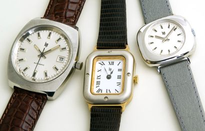 null LOT LIP (Design & Marc Held 43380 & Automatique), vers 1975/1976. 3 watches...