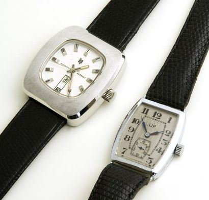 null LOT LIP (Tonneau & Everest Design), vers 1940/1976. 2 watches
Montre tonneau...