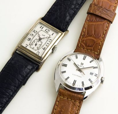 null LOT LIP (Art Déco & Elecronic), vers 1930/1969. 2 watches
Grande montre rectangulaie...