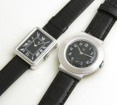 null LOT LIP (Lingot Dame 43318 & Style militaire), vers 1976/1940. 2 watches Montre...
