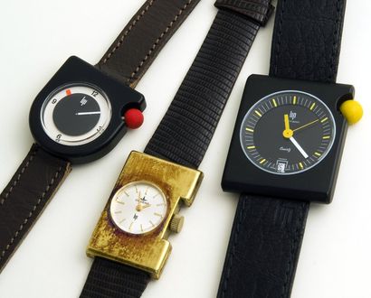 null LOT LIP ( R.Tallon Ecusson & Lip by Kiplé & I.Hebey ), vers 1975 / 1988. 3 watches...