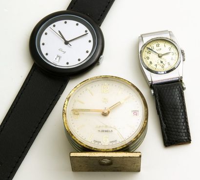 null LOT (LIP T18 & Réveil Appella 60/Rudy Meyer), vers 1950/1960/1989. 3 watches.
Montre...