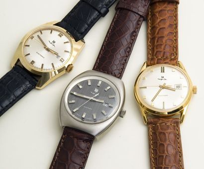 null LOT LIP (Electronic R.184), vers 1968/1970. 3 watches.
Montre plaqué or classique...